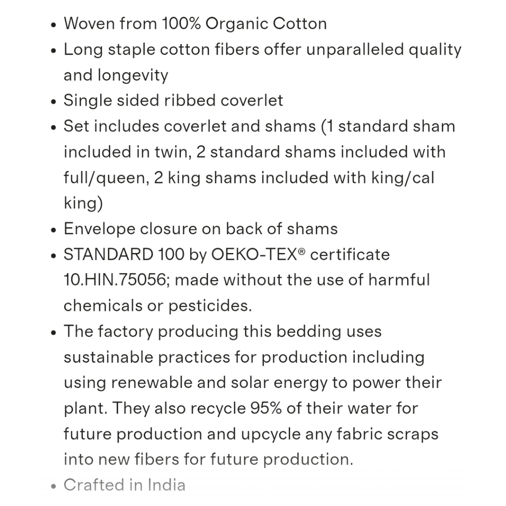Quince Organic Ribbed Cotton Coverlet Set - 3 pieces - Full/Queen - Sand - Picture 9 of 13